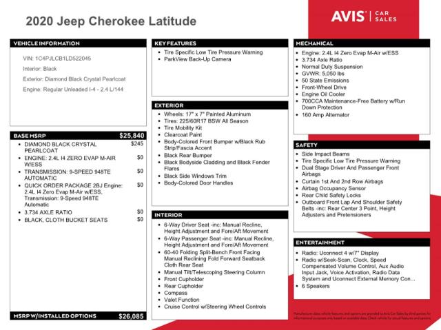 1C4PJLCB1LD522045 - 2020 JEEP CHEROKEE LATITUDE BLACK photo 12