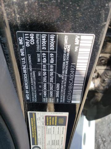 4JGDA5HB6CA004971 - 2012 MERCEDES-BENZ ML 350 4MATIC BLACK photo 13