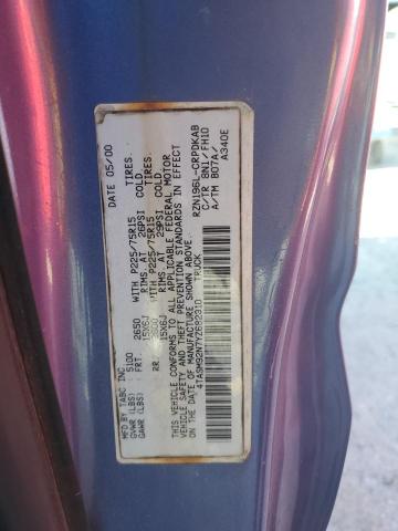 4TASM92N7YZ682310 - 2000 TOYOTA TACOMA XTRACAB PRERUNNER ლურჯი ფოტო 12