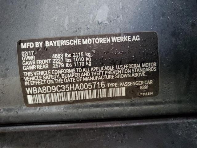 WBA8D9C35HA005716 - 2017 BMW 330 XI GRAY photo 12