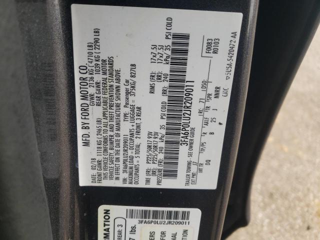 3FA6P0LU2JR209011 - 2018 FORD FUSION SE HYBRID GRAY photo 12