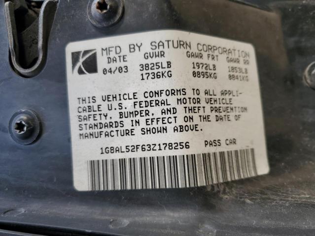 1G8AL52F63Z178256 - 2003 SATURN ION LEVEL 3 BLACK photo 12