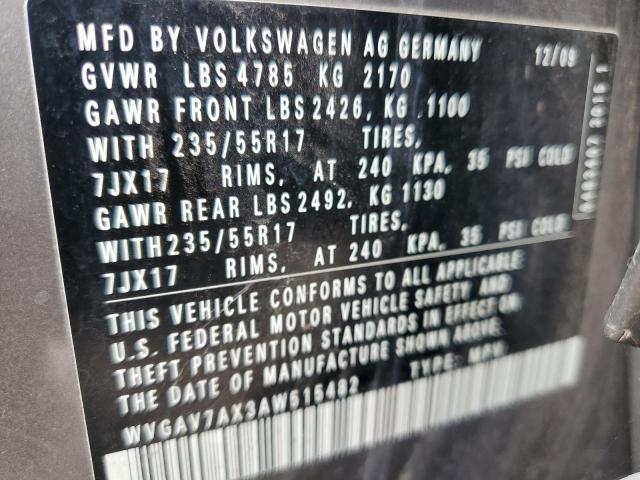 WVGAV7AX3AW515482 - 2010 VOLKSWAGEN TIGUAN S GRAY photo 12