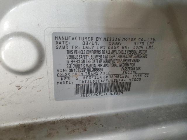 3N1CE2CP1KL365539 - 2019 NISSAN VERSA NOTE S SILVER photo 12