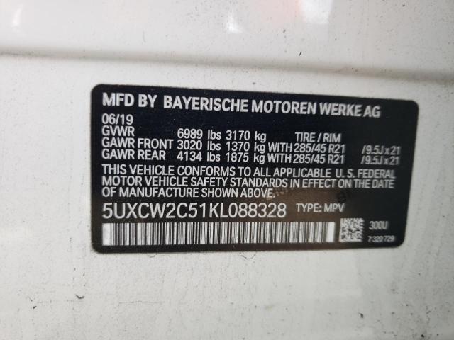 5UXCW2C51KL088328 - 2019 BMW X7 XDRIVE40I WHITE photo 13