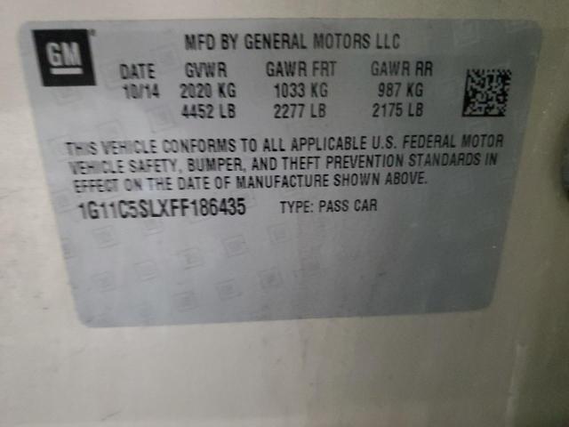 1G11C5SLXFF186435 - 2015 CHEVROLET MALIBU 1LT CREAM photo 12