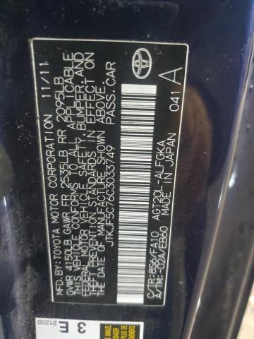 JTKJF5C76C3033749 - 2012 TOYOTA SCION TC ლურჯი ფოტო 12