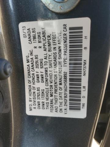 2HGFB2F96DH568892 - 2013 HONDA CIVIC EXL GRAY photo 12