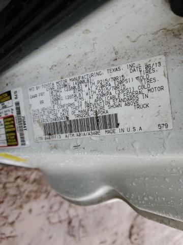 5TFTX4CN1DX033433 - 2013 TOYOTA TACOMA ACCESS CAB თეთრი ფოტო 12