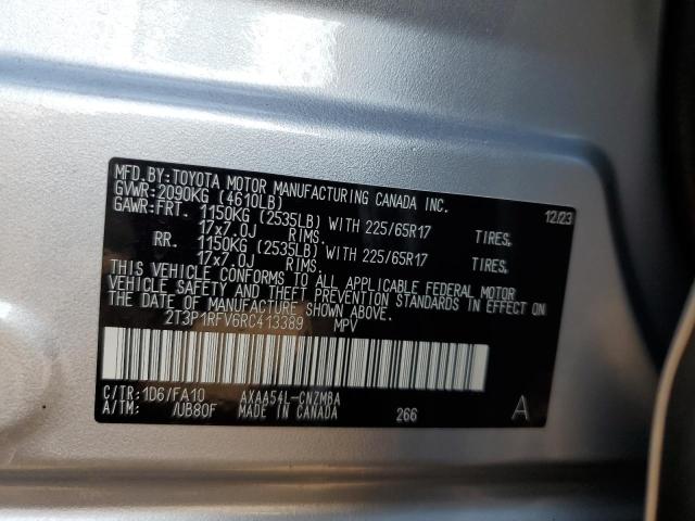 2T3P1RFV6RC413389 - 2024 TOYOTA RAV4 XLE SILVER photo 13