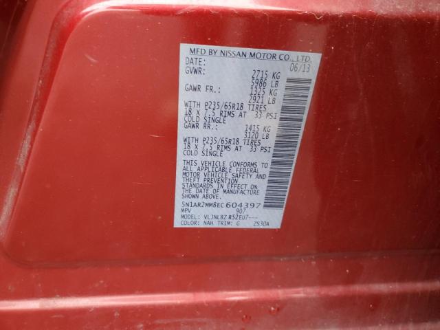 5N1AR2MM8EC604397 - 2014 NISSAN PATHFINDER S 红色 照片 13