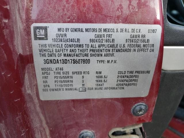 3GNDA13D17S607800 - 2007 CHEVROLET HHR LS RED photo 12