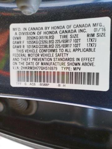 2HKRM3H77GH516979 - 2016 HONDA CR-V EXL BLUE photo 14