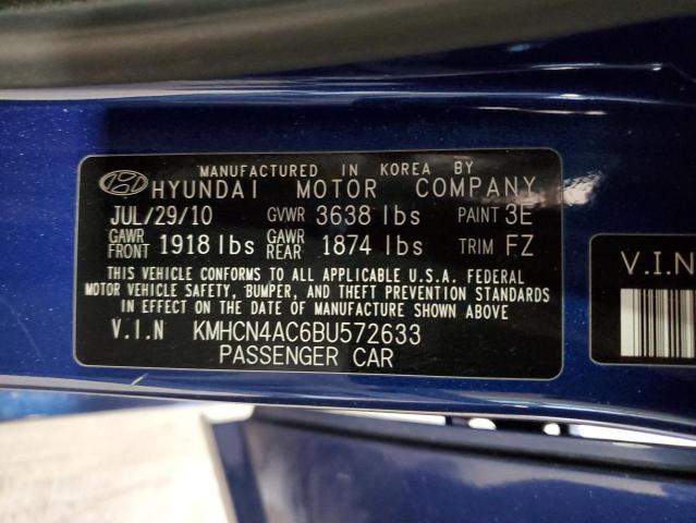 KMHCN4AC6BU572633 - 2011 HYUNDAI ACCENT GLS BLUE photo 12