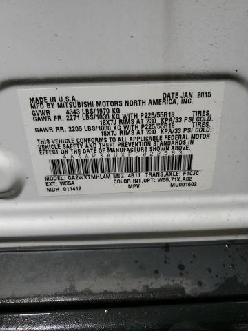 4A4AP3AUXFE022563 - 2015 MITSUBISHI OUTLANDER ES WHITE photo 13