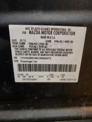 1YVHZ8EH9C5M02073 - 2012 MAZDA 6 I GRAY photo 12