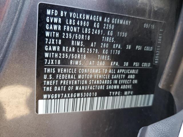 WVGBV7AX8GW530010 - 2016 VOLKSWAGEN TIGUAN S GRAY photo 13