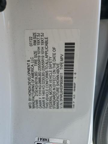 5FNRL6H93PB004611 - 2023 HONDA ODYSSEY ELITE Blanco foto 14