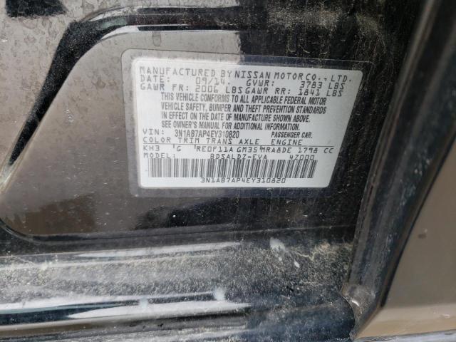 3N1AB7AP4EY310820 - 2014 NISSAN SENTRA S BLACK photo 12