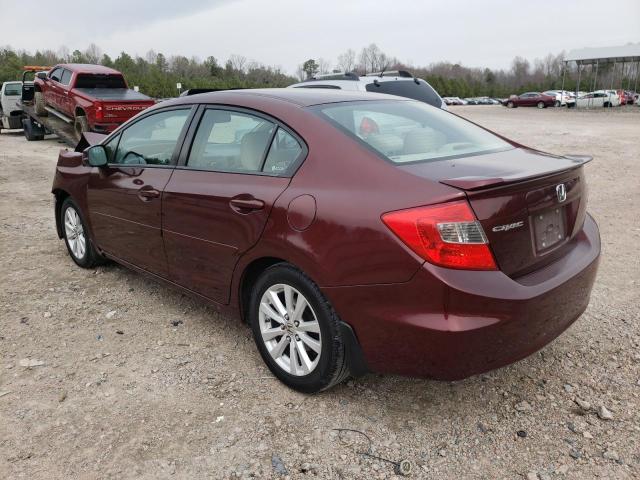 19XFB2F87CE053562 - 2012 HONDA CIVIC EX BURGUNDY photo 2