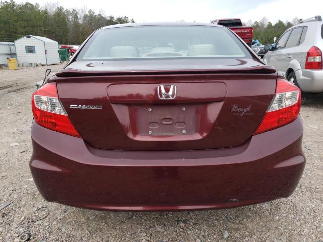 19XFB2F87CE053562 - 2012 HONDA CIVIC EX BURGUNDY photo 6