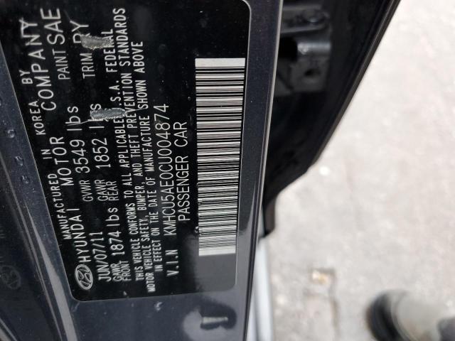 KMHCU5AE0CU004874 - 2012 HYUNDAI ACCENT GLS GRAY photo 12