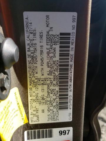 3TMJU4GN9EM172744 - 2014 TOYOTA TACOMA DOUBLE CAB PRERUNNER TAN photo 13