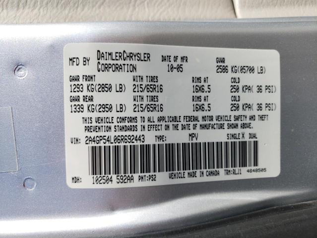 2A4GP54L06R692443 - 2006 CHRYSLER TOWN & COU TOURING ვერცხლისფერი ფოტო 13