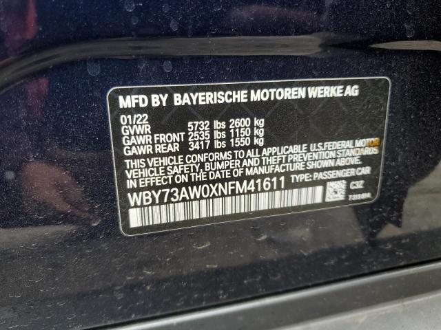 WBY73AW0XNFM41611 - 2022 BMW I4 EDRIVE4 BLUE photo 12