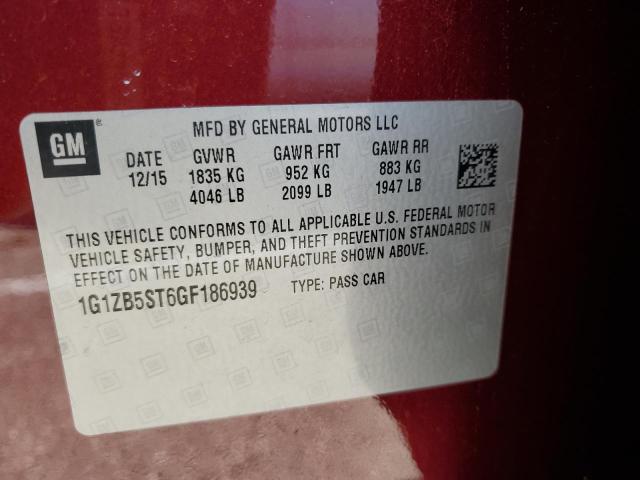 1G1ZB5ST6GF186939 - 2016 CHEVROLET MALIBU LS BURGUNDY photo 12