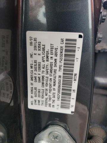 1HGCP26828A004138 - 2008 HONDA ACCORD EXL GRAY photo 13