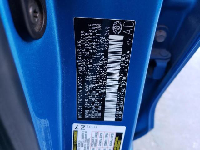 2T1KR32EX7C645439 - 2007 TOYOTA COROLLA MA XR BLUE photo 12