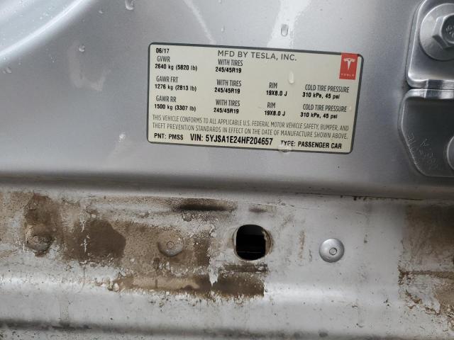 5YJSA1E24HF204657 - 2017 TESLA MODEL S Արծաթագույն լուսանկար 13