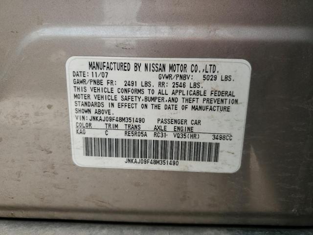 JNKAJ09F48M351490 - 2008 INFINITI EX35 BASE ნაცრისფერი ფოტო 12