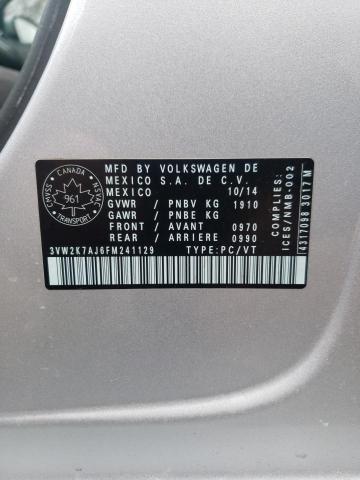 3VW2K7AJ6FM241129 - 2015 VOLKSWAGEN JETTA BASE 银色 照片 12