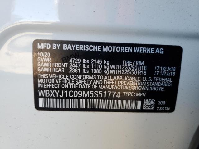WBXYJ1C09M5S51774 - 2021 BMW X2 XDRIVE28I WHITE photo 12