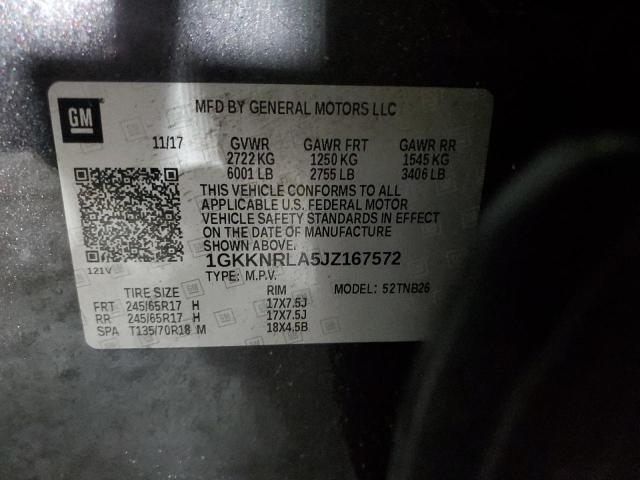 1GKKNRLA5JZ167572 - 2018 GMC ACADIA SLE CHARCOAL photo 13