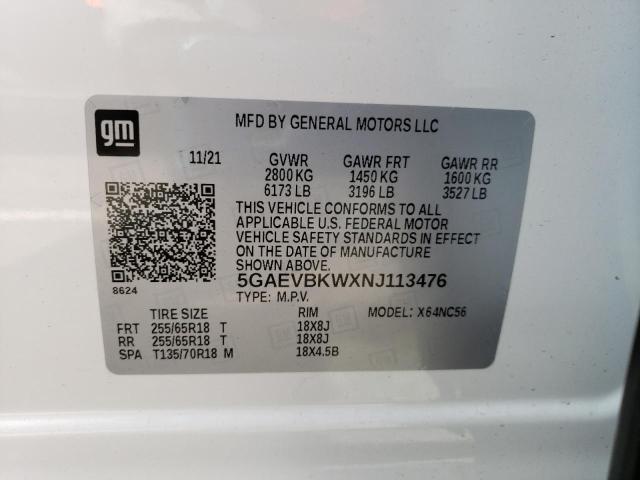 5GAEVBKWXNJ113476 - 2022 BUICK ENCLAVE PREMIUM WHITE photo 13