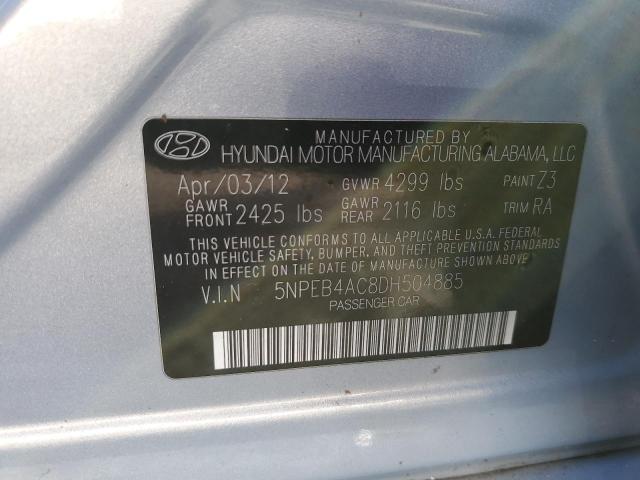 5NPEB4AC8DH504885 - 2013 HYUNDAI SONATA GLS SILVER photo 13