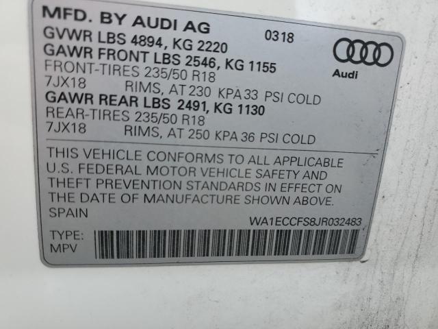 WA1ECCFS8JR032483 - 2018 AUDI Q3 PREMIUM WHITE photo 13