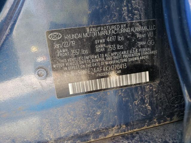 5NPE24AF4KH770413 - 2019 HYUNDAI SONATA SE BLUE photo 12