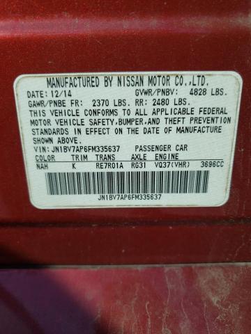 JN1BV7AP6FM335637 - 2015 INFINITI Q50 BASE RED photo 13