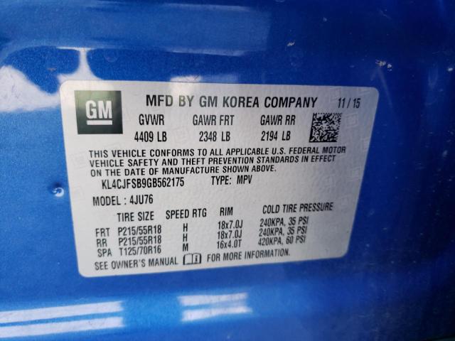 KL4CJFSB9GB562175 - 2016 BUICK ENCORE CONVENIENCE 蓝色 照片 12