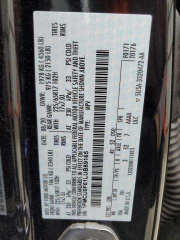 1FMCU0F61LUB89165 - 2020 FORD ESCAPE S BLACK photo 13