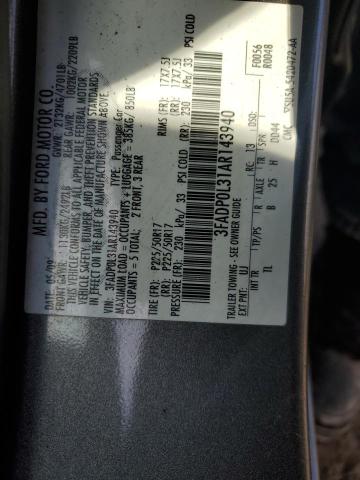 3FADP0L31AR143940 - 2010 FORD FUSION HYBRID GRAY photo 12