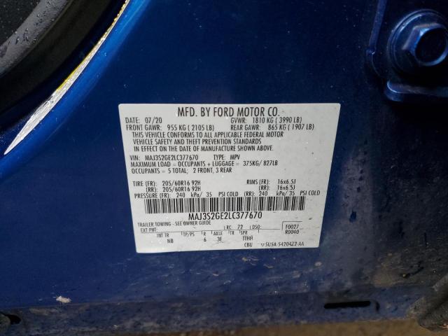 MAJ3S2GE2LC377670 - 2020 FORD ECOSPORT SE Niebieski zdjęcie 12