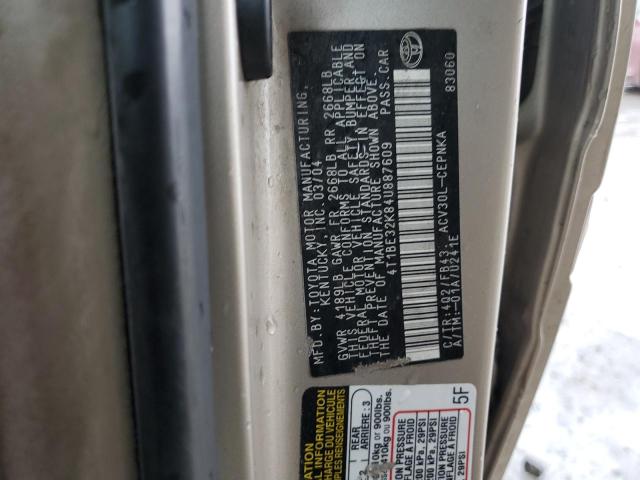 4T1BE32K84U887609 - 2004 TOYOTA CAMRY LE TAN photo 12