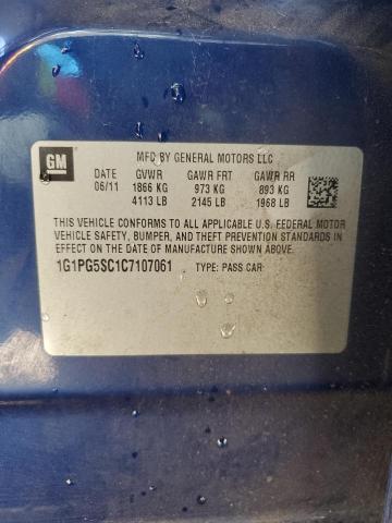 1G1PG5SC1C7107061 - 2012 CHEVROLET CRUZE LT BLUE photo 12