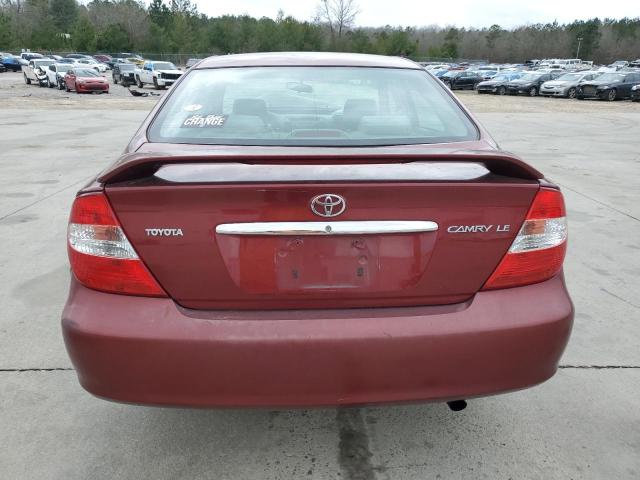 4T1BE32K22U063070 - 2002 TOYOTA CAMRY LE RED photo 6