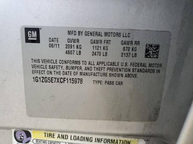 1G1ZG5E7XCF115978 - 2012 CHEVROLET MALIBU LTZ 银色 照片 13